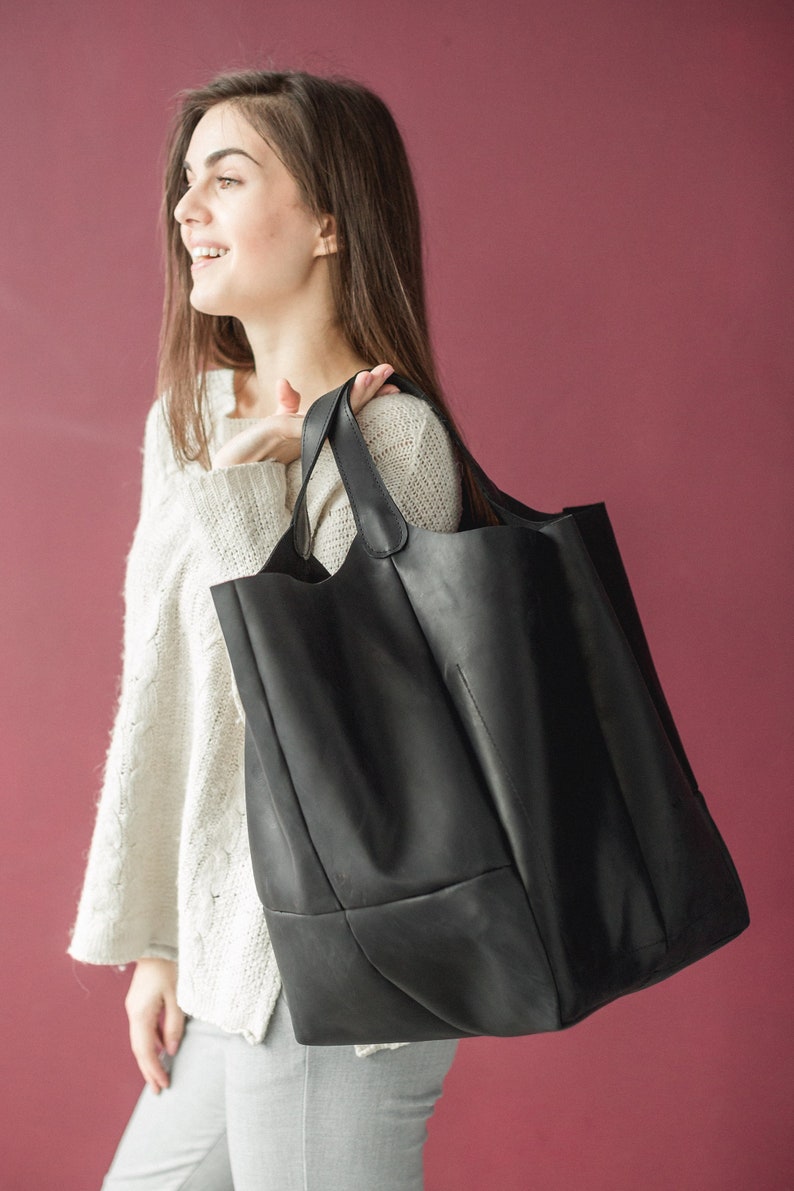 Oversized Leather Tote Bag Handmade Bag Large Tote Bag - Etsy