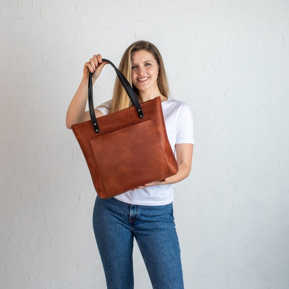 Cognac Leather Tote Bag Genuine Leather Handmade Shoulder Bag Leather Women Tote Bag Leather Crossbody Tote Bag Personalization Bag Etsy Canada