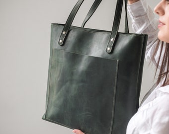 Handmade Leather Mens Tote Bag Cool Handbag Shoulder Bag Work Bag Lapt –  iChainWallets