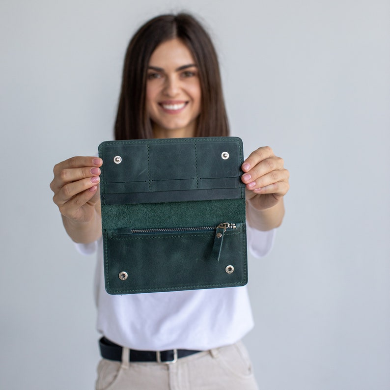 Cartera de mujer Cartera de cuero para mujer Cartera de cuero para mujer Cartera de cuero para mujer Cartera de cuero fina Monedero de cuero Regalo para ella imagen 7
