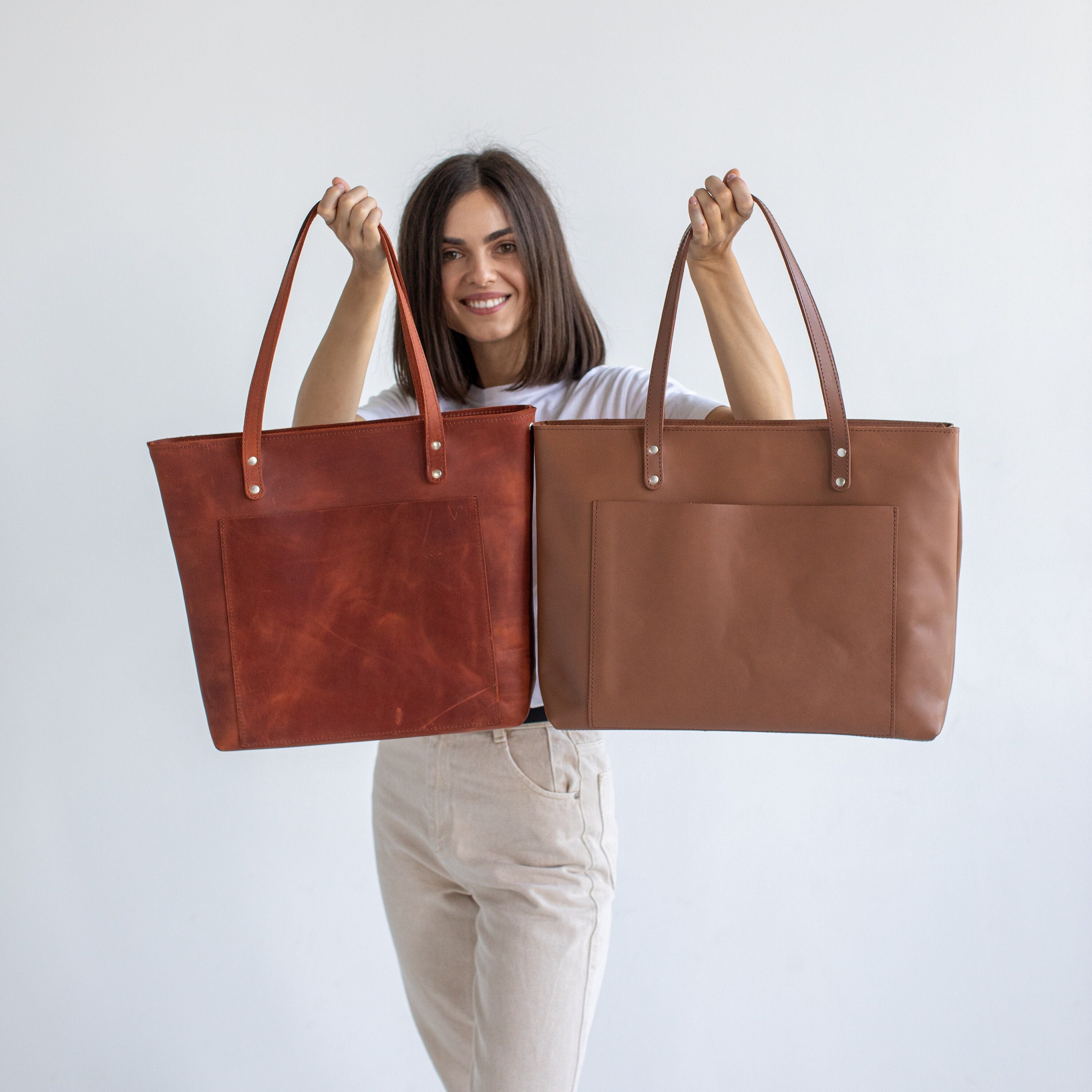Large tote bag Leather tote bag Shoulder tote bag Handmade bag Tote bags  for women Leather tote bags with zipper Best tote bags Brown tote