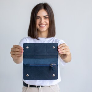 Cartera de mujer Cartera de cuero para mujer Cartera de cuero para mujer Cartera de cuero para mujer Cartera de cuero fina Monedero de cuero Regalo para ella imagen 9