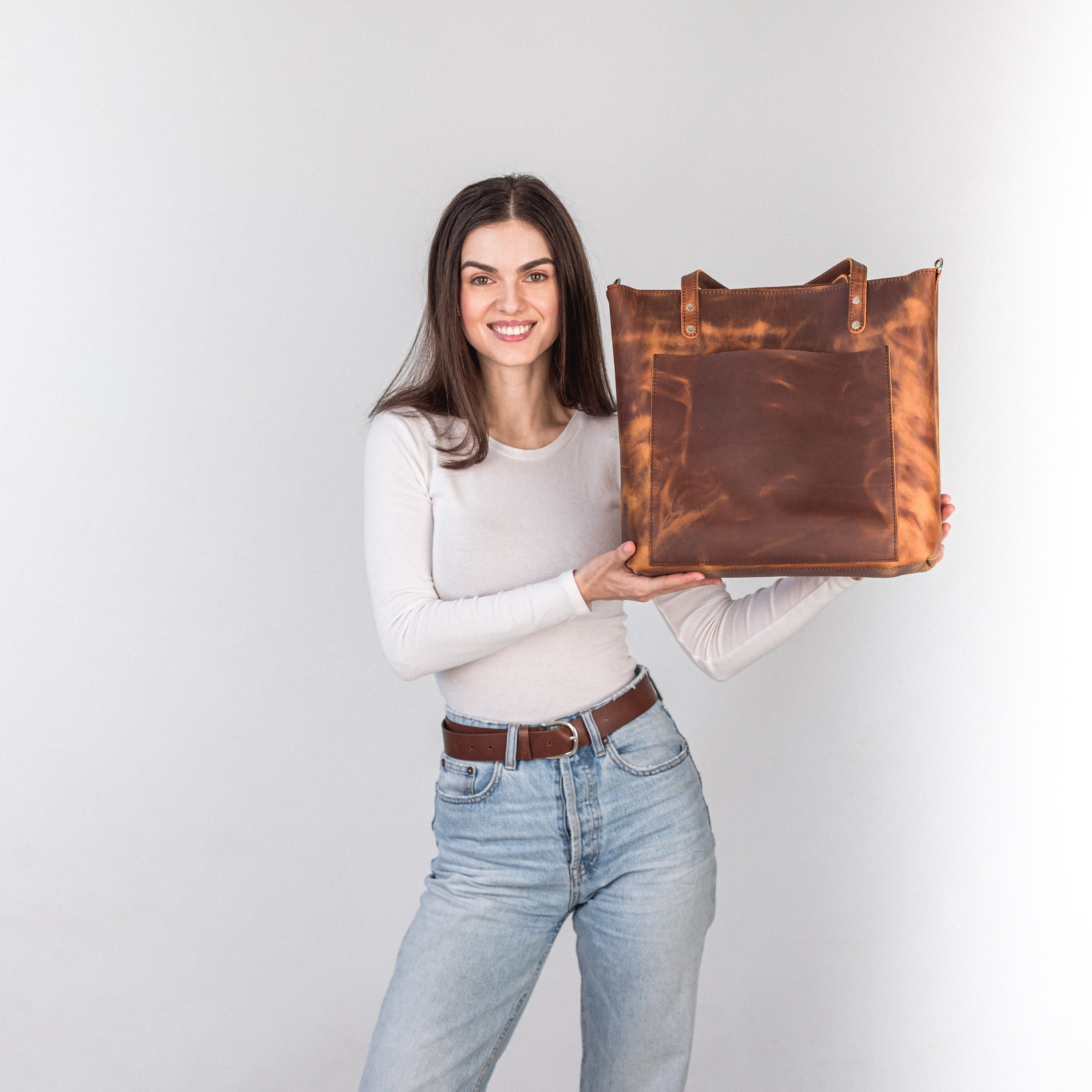 Distressed leather handbags deals