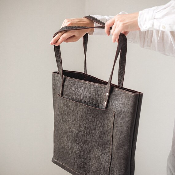 Leather work tote shoulder bag sale
