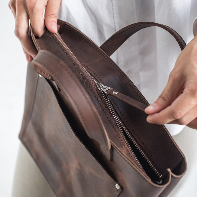 Mini Crossbody Tote Bag Leather Handbag Tote Handmade Etsy