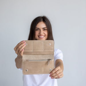 Cartera de mujer Cartera de cuero para mujer Cartera de cuero para mujer Cartera de cuero para mujer Cartera de cuero fina Monedero de cuero Regalo para ella imagen 5