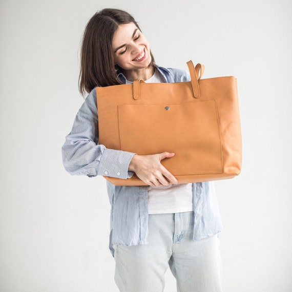 Leren draagtas Handgemaakte tas Grote draagtassen Schoudertas Etsy Nederland