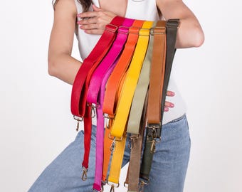 Personalized Leather Bag Strap, Adjustable Crossbody, Laser Engraved
