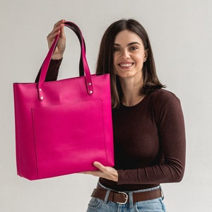 Ręcznie robiona skórzana torba typu tote: dwustronna torebka damska z prawdziwej skóry