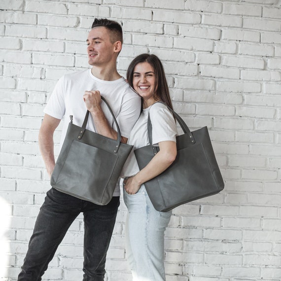 Leather Tote Bag | Handmade Genuine Leather Tote Bag with Optional Pocket Zipper Strap | Large Shoulder Bag | Custom Tote Bag for Women