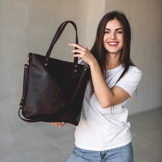 S-ZONE Vrouwen Vintage Lederen Tote Bag Grote Schouder Portemonnee Werk Handtas, Gognac, L, Bakken S-ZONE Vrouwen Vintage Lederen Tote Bag Grote Schouder Portemonnee Werk Handtas, Gognac, L, Bakken