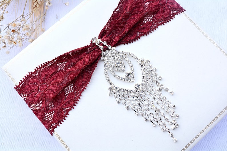 Laced Valentines Gift Wine Red Garters Bridal Crystal Elastic Lace Garter For Women Rhinestone Bridal Red Lace Garters Wedding Pluse Size