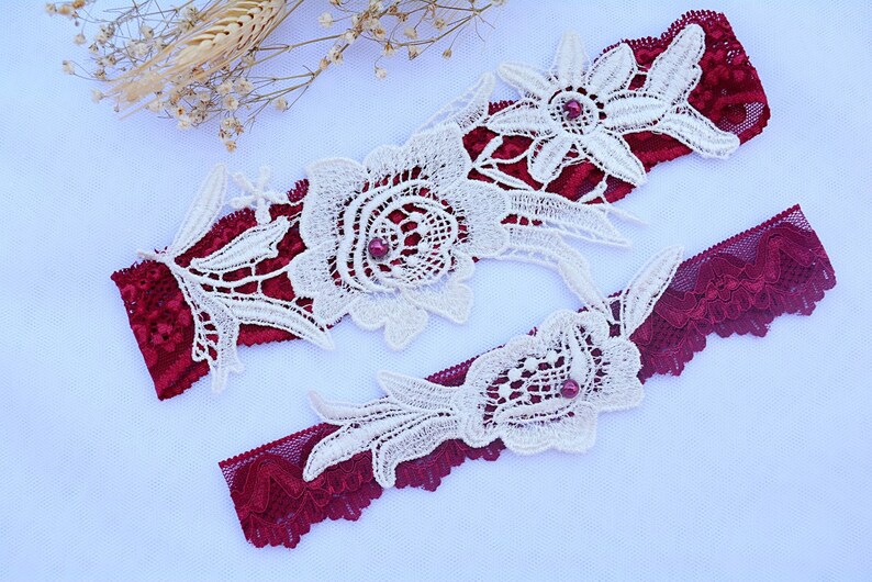 Navy Blue Wedding Garter Belt Set for Brides, Ivory Lace Garter, Bridal