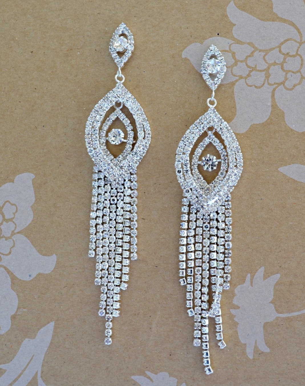 Crystal Tassel Womens Brides Earrings Wedding Gifts Etsy UK