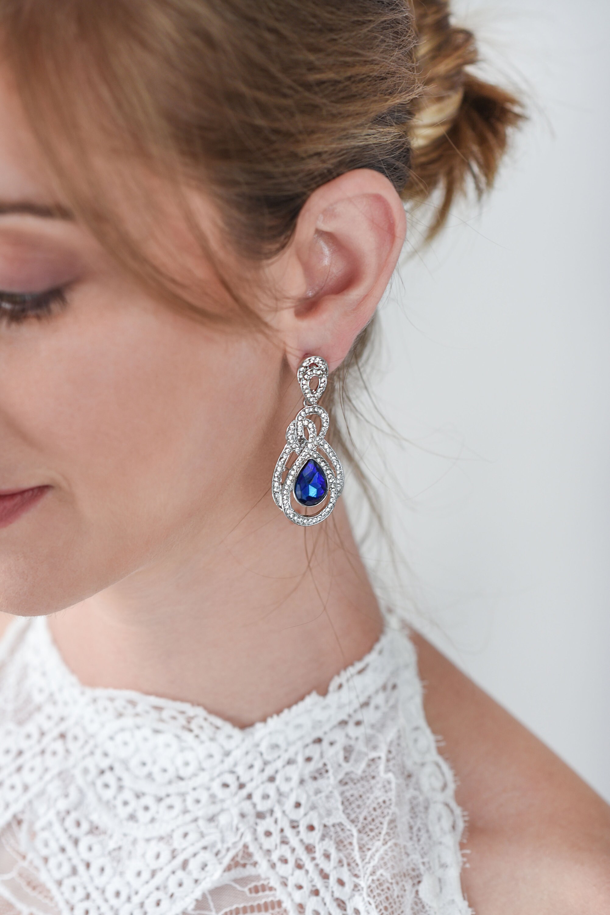 Navy Blue Earrings Set Navy Earrings Navy Crystal Earrings - Etsy