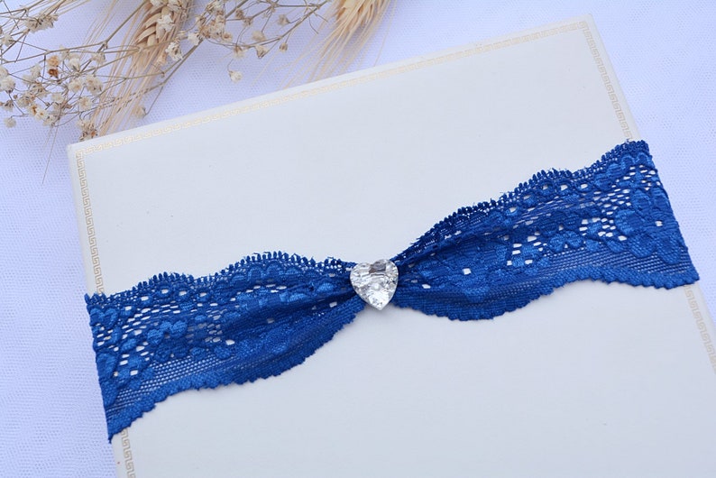 Blue Toss Garter Wedding Garter Blue Royal Blue Wedding Keep Toss Garter Lace Crystal Heart For Bride Blue Lace Garters Lace Garter Belt