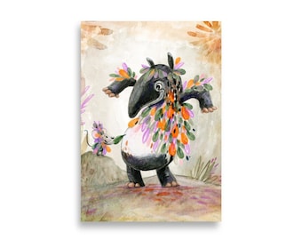 Tapir und Maus Illustration, Kunstdruck, Wandbild, Poster