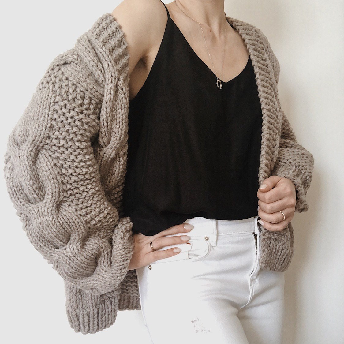 thumbnail image 2 of FreshPretty Chunky Cardigan Sweaters For Women Fall Fashion Button Lantern Long Sleeve Cable Knit Winter Coats Outerwear 2 of 13