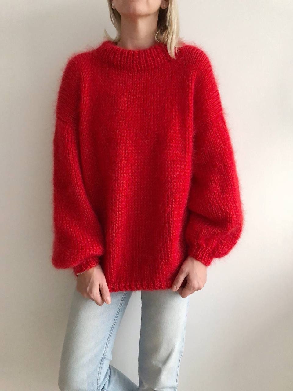Red Mohair Women Sweaters Mohair Knit Sweater Cable Knit - Etsy