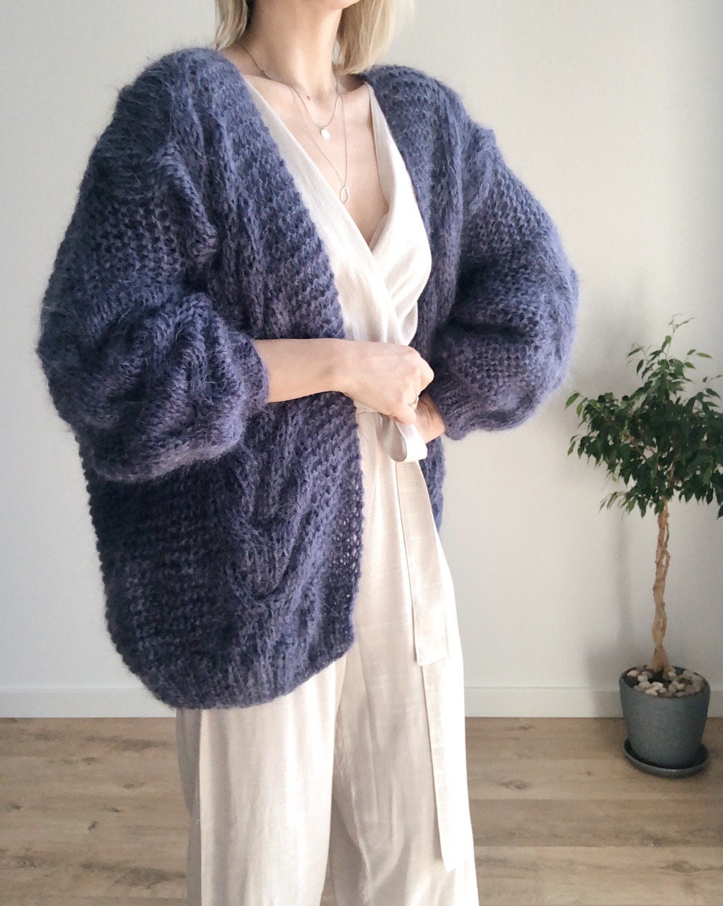 Mohair Cardigan Chunky Knit Cardigan Cable Knit Sweater - Etsy
