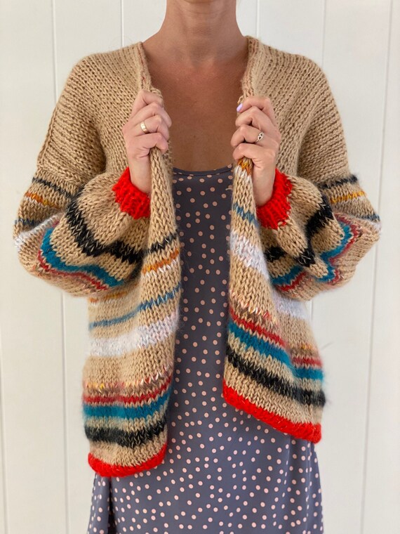 rainbow chunky knit cardigan