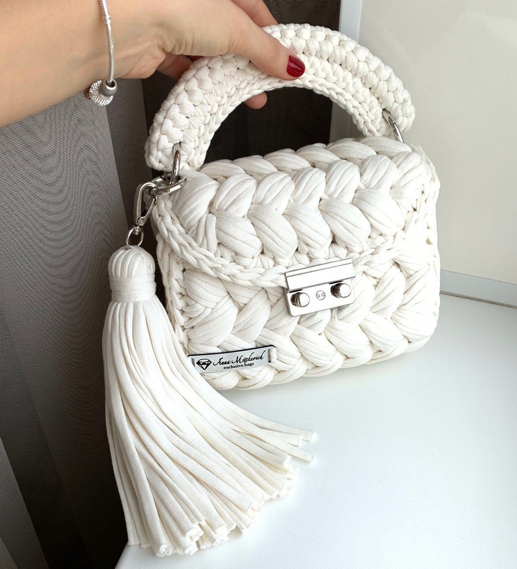 White Crochet Handbag Small Crossbody Bag Shoulder Bag | Etsy