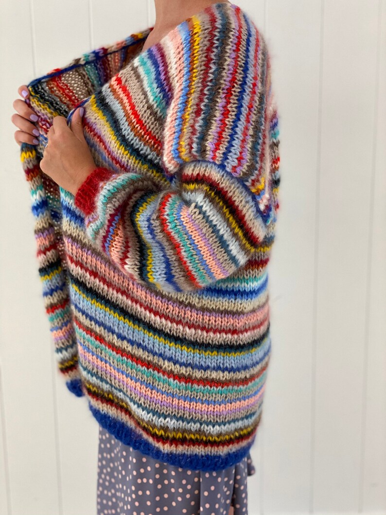 Glitter Rainbow Mohair Cardigan Chunky Knit Cardigan Etsy