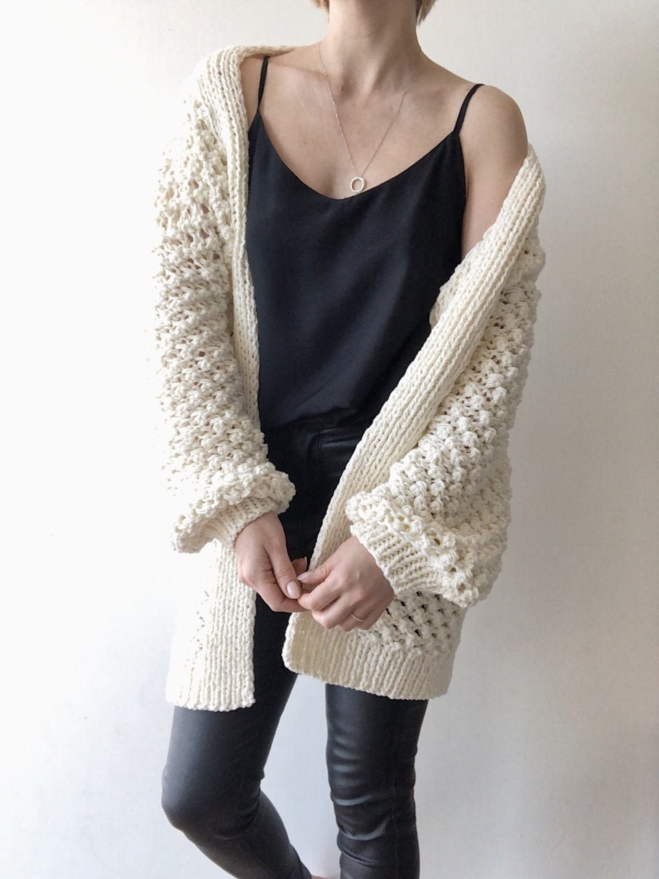 Oversized Cardigan Long Cable Knit White Cardigan Chunky Etsy