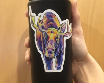 Rainbow Moose Sticker Decal