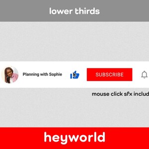 Lower Thirds - Anpassad videoöverlägg - Prenumerationsknapp - Animerad överlägg - Twitch-överlägg - YouTube-introduktion - YouTube-kanal - HeyWorld bild 3