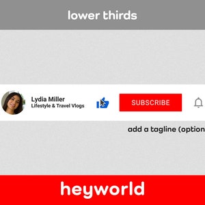 Lower Thirds - Custom Video Overlay - Subscribe Button - Animated Overlay - Twitch Overlay - YouTube Intro - YouTube Channel - HeyWorld