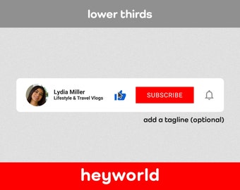 Terzi inferiori - Sovrapposizione video personalizzata - Pulsante Iscriviti - Sovrapposizione animata - Sovrapposizione twitch - Introduzione a YouTube - Canale YouTube - HeyWorld