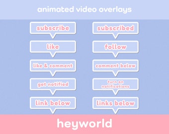 Pop Up Overlay - Lower Thirds - YouTube Video Overlay - Animated Overlay - Twitch Overlay - YouTube Graphics - YouTube Branding - HeyWorld