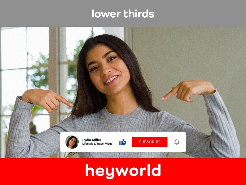 Lower Thirds - Anpassad videoöverlägg - Prenumerationsknapp - Animerad överlägg - Twitch-överlägg - YouTube-introduktion - YouTube-kanal - HeyWorld bild 2