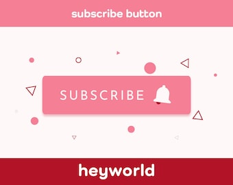 May include: A pink button with the word "SUBSCRIBE" in white text and a white bell icon. The button is on a white background with pink and red circles and triangles.