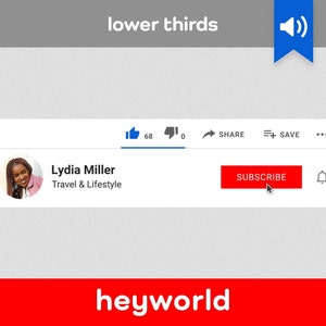 Lower Thirds - Custom Video Overlay - Subscribe Button - Twitch Overlay - Animated Overlay - YouTube Intro - YouTube Channel - HeyWorld