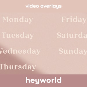 Days of the Week Titles - Video Overlays - Sunday Collection - HeyWorld - YouTube - YouTube channel - YouTube GIF