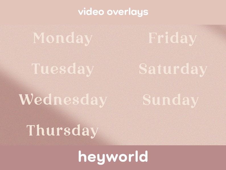Days of the Week Titles - Video Overlays - Sunday Collection - Heyworld ...
