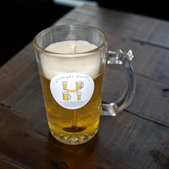 Realistic Beer Gel Candle, Frothy Pint Novelty Scented Candle (16oz)