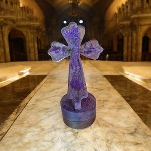 Resin Decorated Standing Cross 3-D