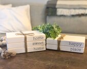 Bookset Wood, Decoration Country Style, Fixer Upper Decoration, Decoration Saying, Gift Birthday, Gift Inauguration