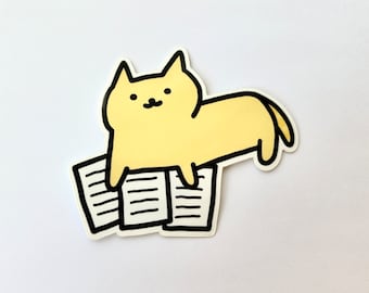 cat on homework sticker