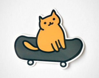 cat on skateboard sticker