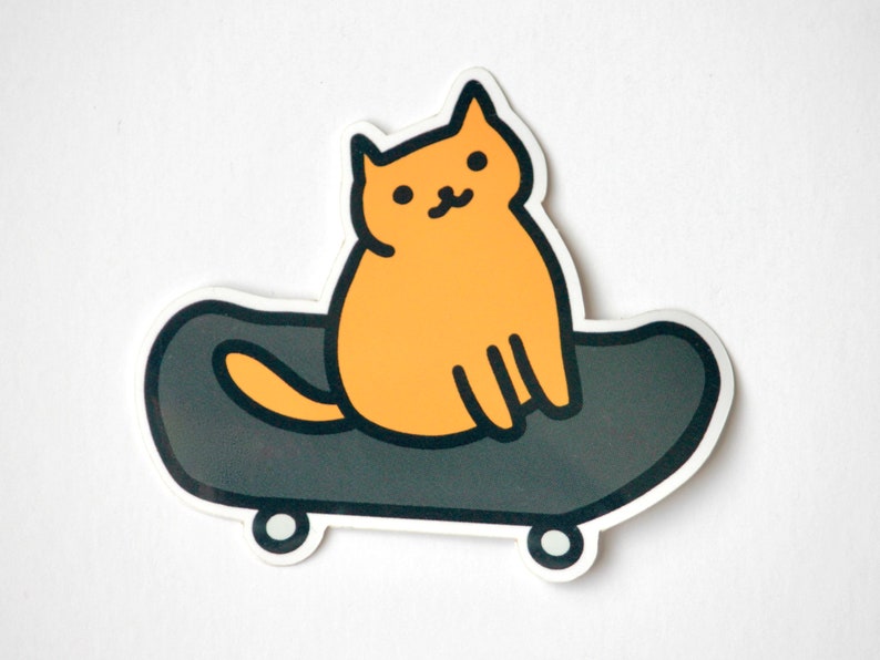 cat on skateboard sticker image 1