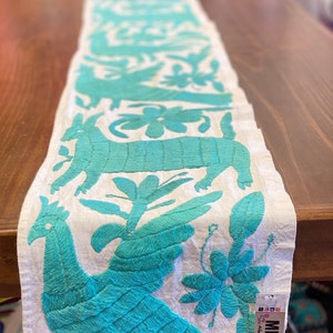 Otomi Table Runner - Tenango - Home Decor - Table Runner - Day of The Dead Decor - Spring Decor - Easter - Macrame- Boho - Bed Runner - Teal