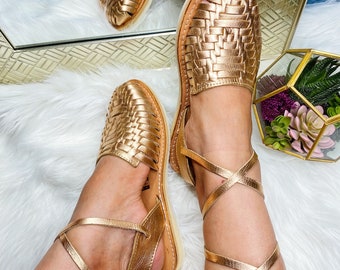rose gold mexican huaraches