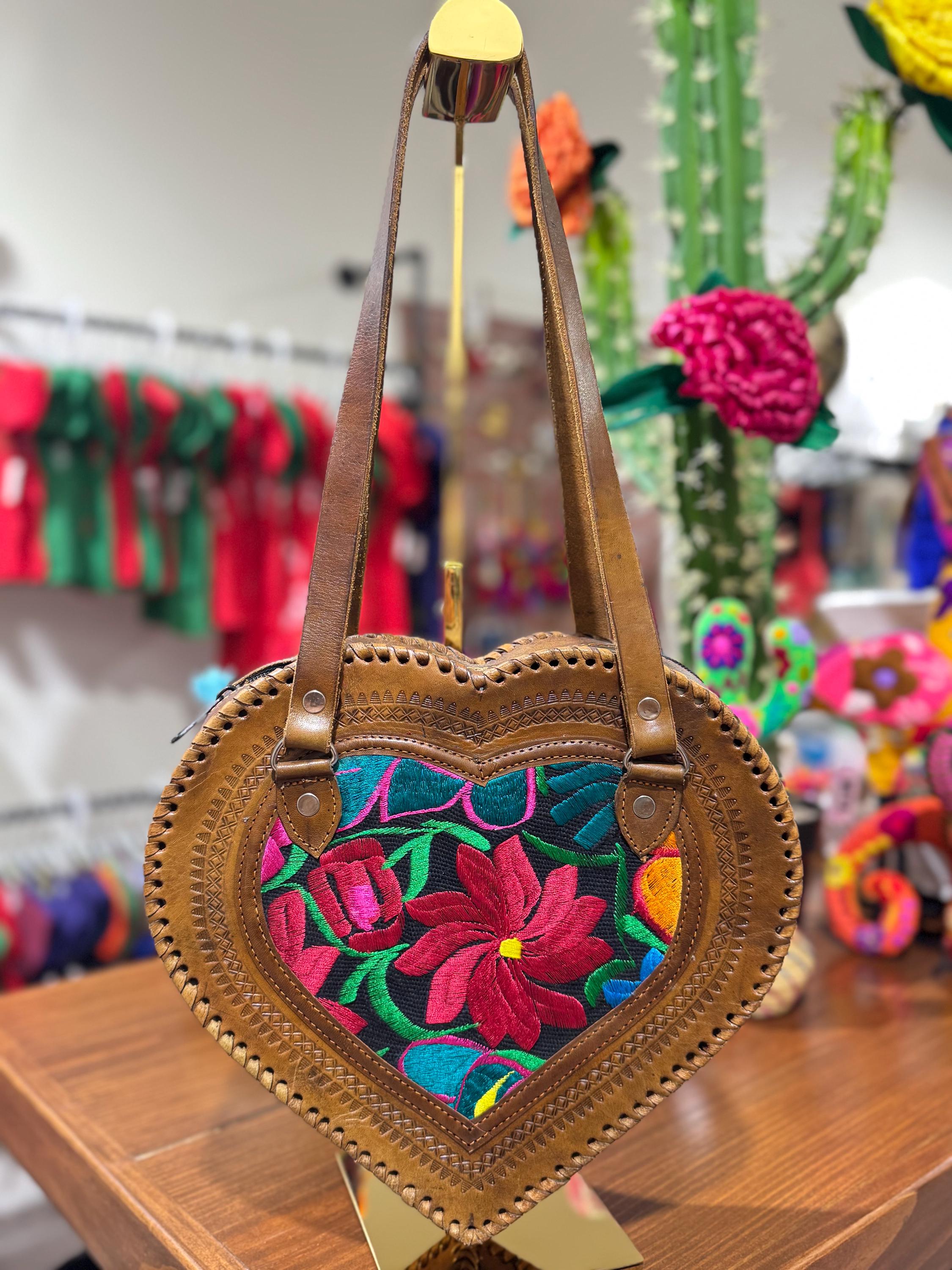 Hand Tooled Leather Heart Purse: Embroidered Bohemian Bag - Etsy