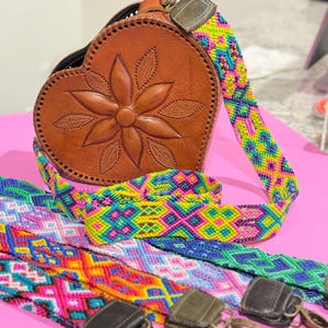 Correas de bolso mexicano - Correa de bolso de cuero - Correa crossbody - Bolso - Bolsos - Regalo - Tejido a mano - Cumpleaños