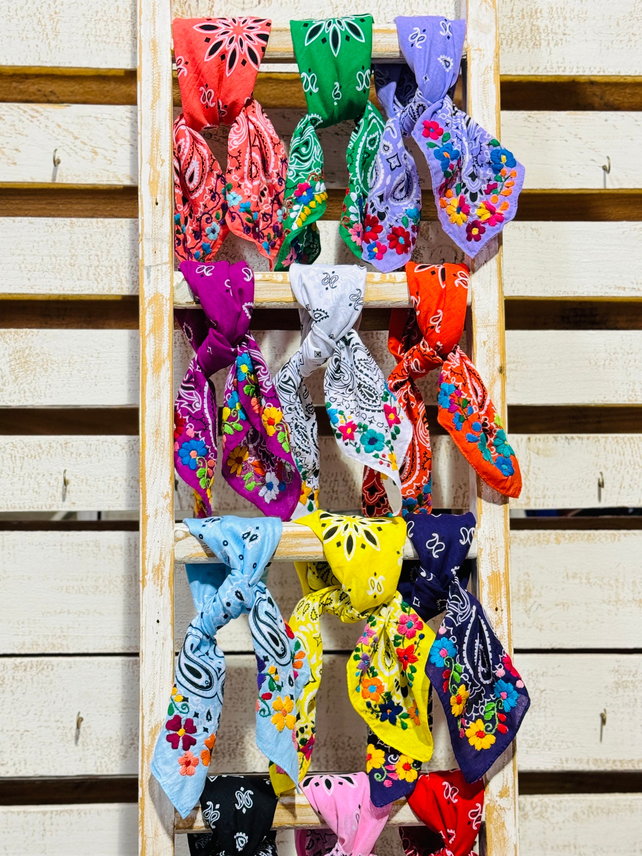Embroidered Bandana - Hair Accessory - Hat Band- Game Day - Fiesta - Bandana - Fashion - Pet Scarf - Neck Tie - Purse Accessory - Boho