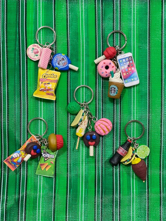 Mexican Keychains llaveros Starbucks Hot Cheetos Tacos Concha